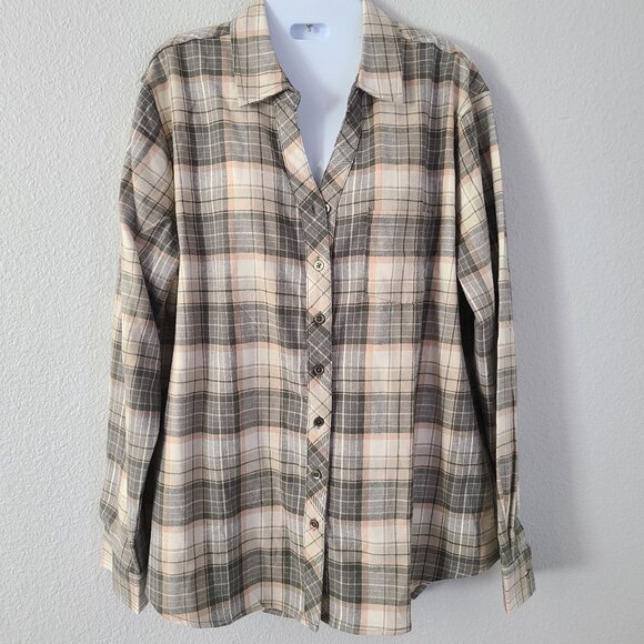 Weatherproof Vintage Soft Comfort Stretch Plaid Button Front Shirt Size Large - Picture 1 of 13
